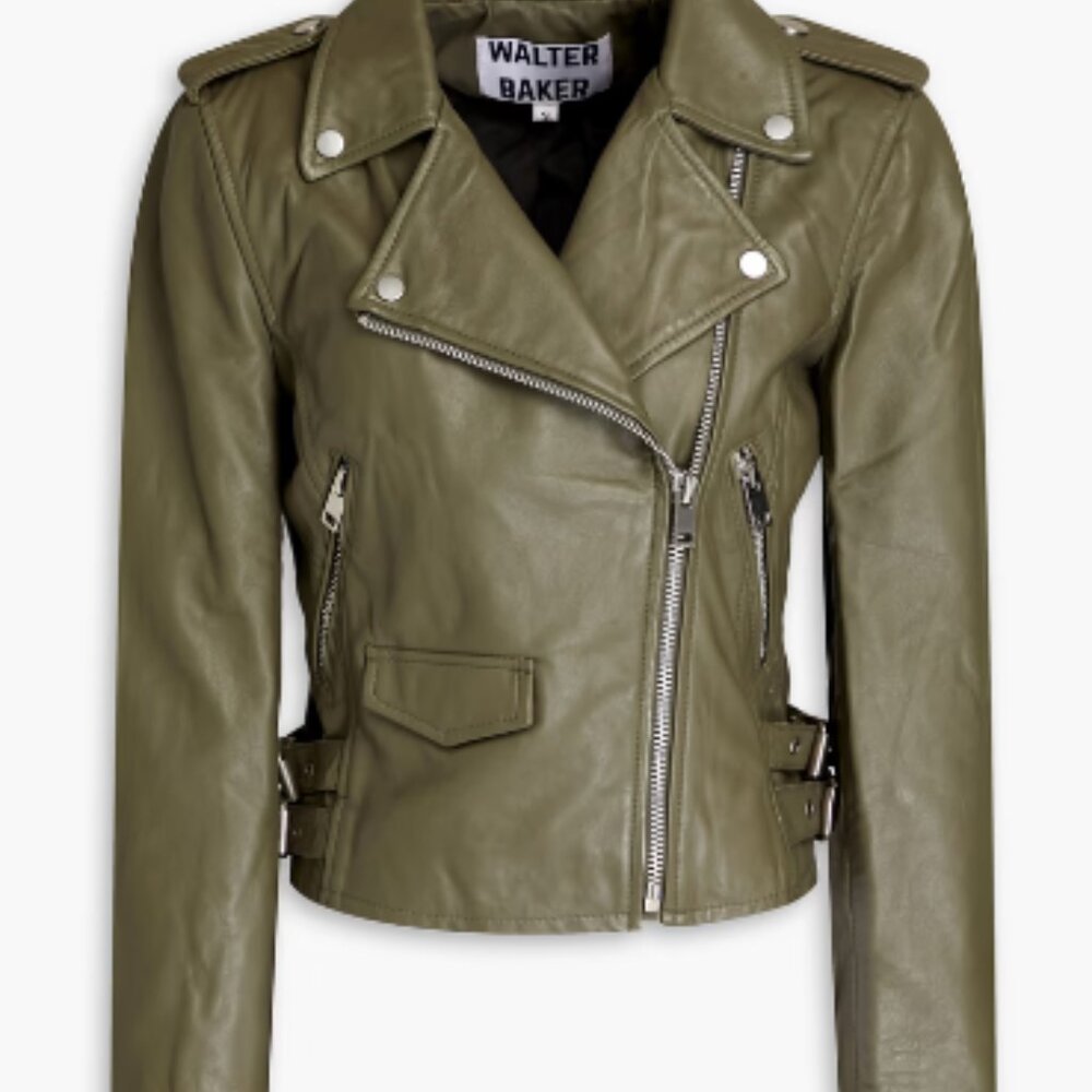 Walter Baker Leather Jacket Army Green BNWT